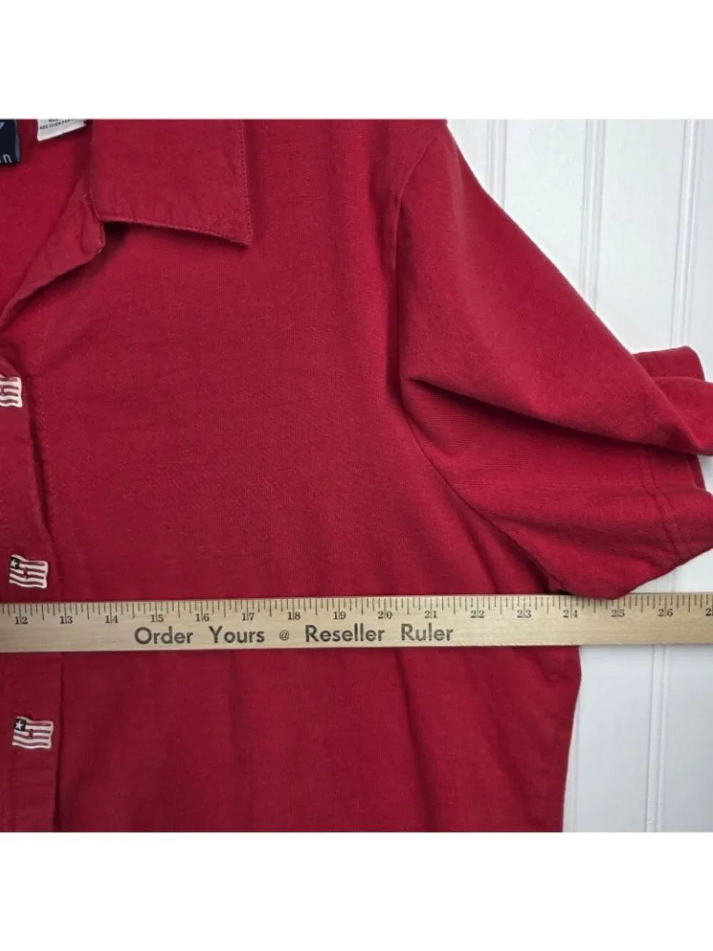 Onque Woman Shirt Womens 1X Red Patriotic Star Embroidered Button Top Casual